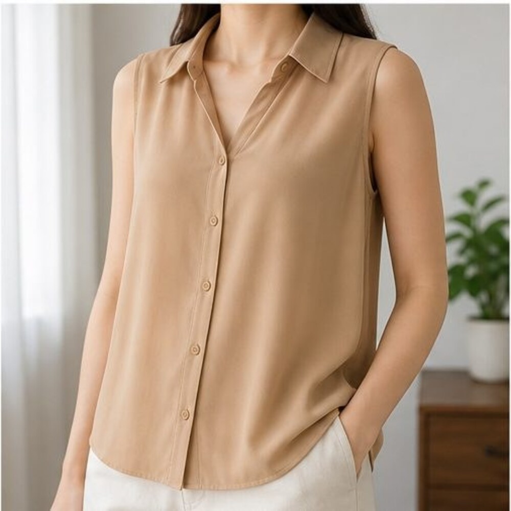 Camel Ruffle Blouse - Picture 2 of 6